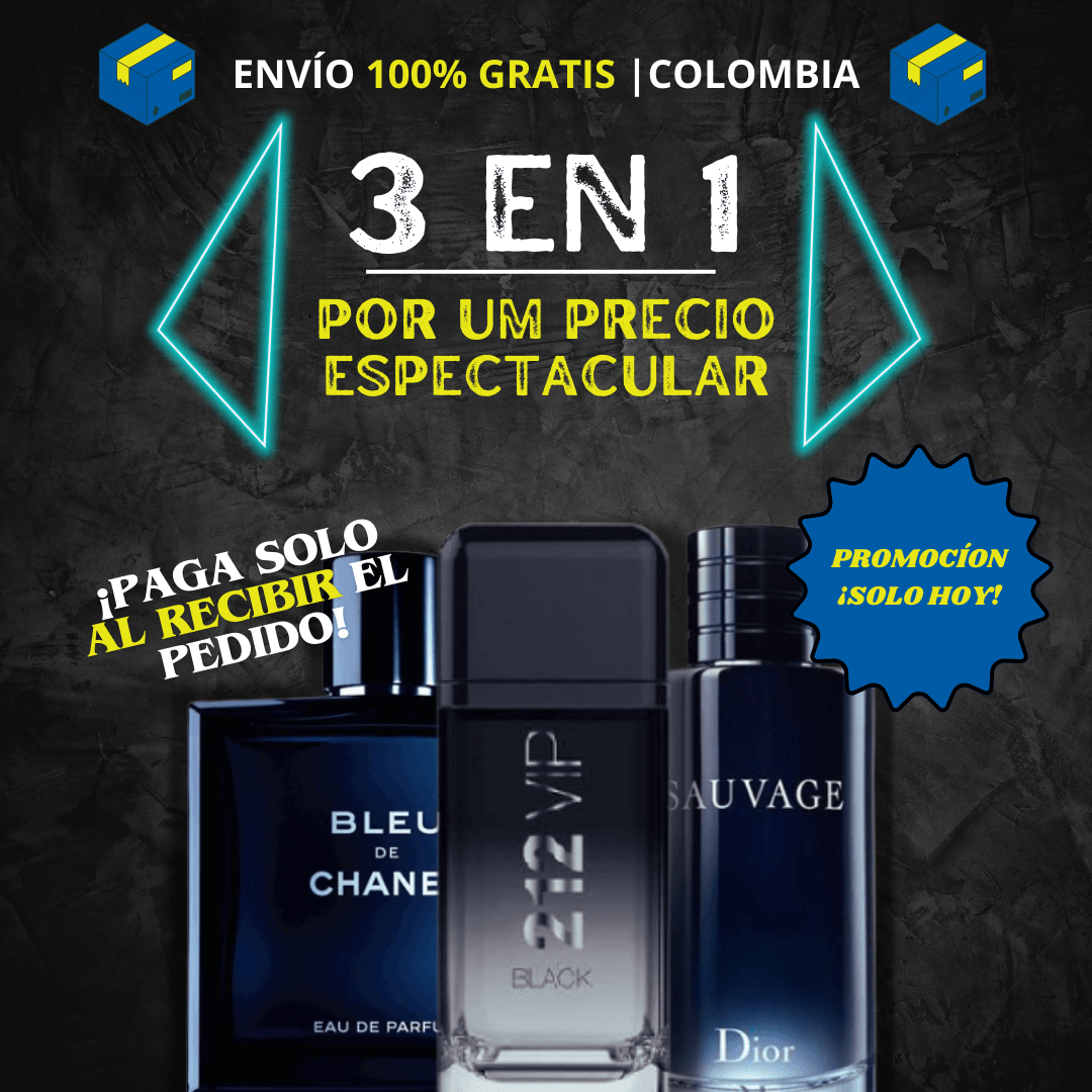🔥[COMPRA 1 LLEVA 3] Kit de Perfumes Importado | Dior Sauvage + Bleu de Chanel + 212 VIP |  (100ml Cada Uno)  🌟¡SOLO HOY! 🔥