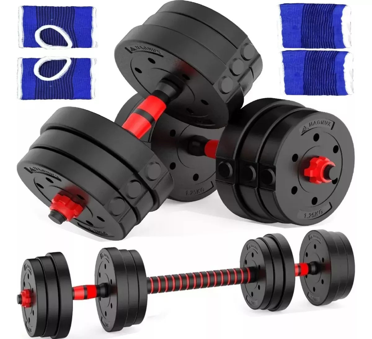 Kit pesas 40 libras PRO Multifuncional + barra larga 1,40 M 💪🏽